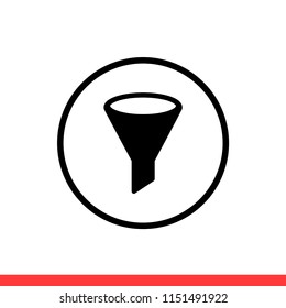 Filter vector icon, funnel symbol. Simple, flat design for web or mobile app