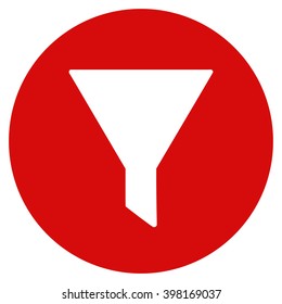 Filter vector icon. Image style is a flat light icon symbol on a round red button