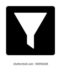 Filter vector icon. Style is flat rounded square button, white and black colors, white background.