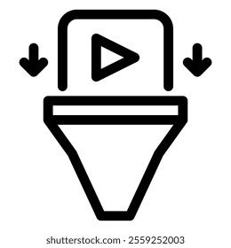 Filter video icon with simple and line style