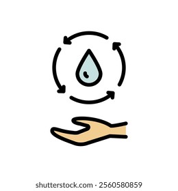Filter water line icon. Osmosis and desalination. Filtration process. Potable water. Flat sign of filter water vector icons for web design isolated on white background.