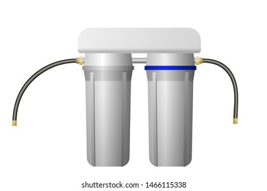 Filter for water purification. Two blocks. Vector illustration. Treatment equipment.