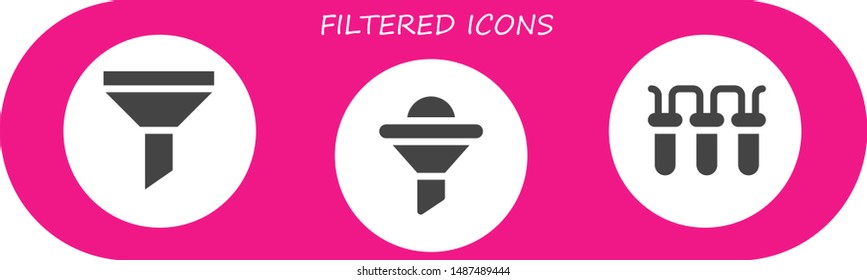 filtered icon set. 3 filled filtered icons.  Collection Of - Funnel, Filter