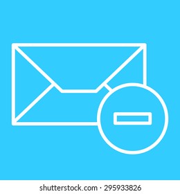 filtering (ban) message (email, letter, SMS) line icon on a blue background