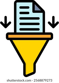 Filtering Data Icon Lineal Color Vector Illustration