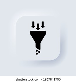 Filtering funnel icon. Funnel symbol. Neumorphic UI UX white user interface web button. Neumorphism. Vector EPS 10.