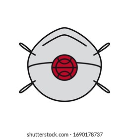 Filtering half mask with valve (class: FFP2 and FFP3). Face mask is a device designed to protect the wearer from inhaling hazardous atmospheres.