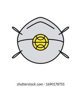 Filtering half mask with valve (class: FFP2 and FFP3). Face mask is a device designed to protect the wearer from inhaling hazardous atmospheres.