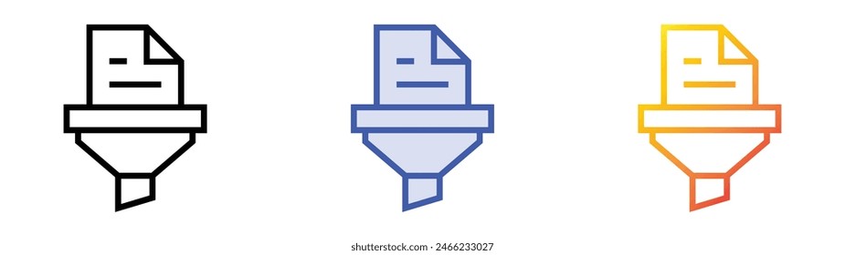 icono de filtrado. Diseño de estilo de relleno lineal, azul y degradado aislado sobre fondo blanco