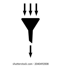 Filtering icon vector watering can with filter and arrows