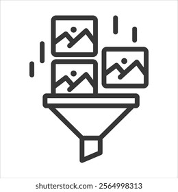 Filtering Images Outline Icon Vector Illustration