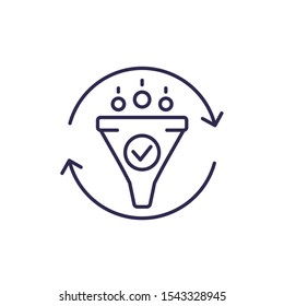 filtering line icon with funnel
