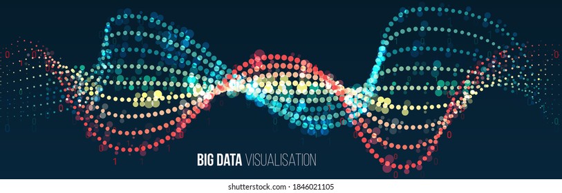 Filtering machine algorithms. Sorting binary code. Vector technology background. Big data visualization. Information analytics concept. Abstract stream information. 