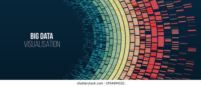 Filtering machine algorithms. Sorting data. Vector technology background. Big data visualization. Information analytics concept. Abstract stream information with circles array and binary code.