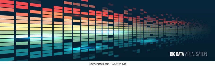 Filtermaschinenalgorithmen. Visualisierung großer Big Data. Konzept der Informationsanalyse. Sortieren von Daten. Vektortechnologie, Hintergrund. Abstrakte Streaminformationen mit Quadrat-Array und Binärcode.