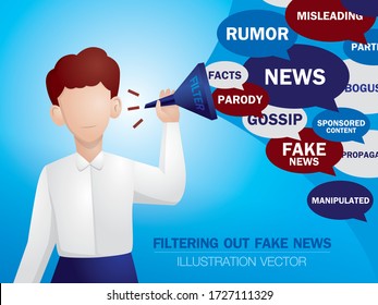 Filtering out fake news illustration vector.