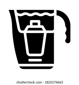 filtering pot glyph icon vector. filtering pot sign. isolated contour symbol black illustration