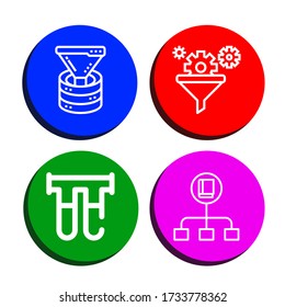 filtrado de iconos simples conjunto. Contiene iconos tales como Funnel, Filter, Flow, que se pueden usar para web, móvil y logotipo