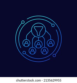 filtering users data icon, linear design