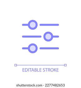 Filters button pixel perfect glassmorphism ui icon. Choice options menu. Color filled line element with transparency. Vector pictogram in glass morphism style. Editable stroke. Arial font used