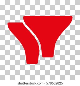 Filters icon. Vector illustration style is flat iconic symbol, red color, transparent background. Designed for web and software interfaces.