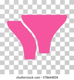 Filters icon. Vector illustration style is flat iconic symbol, pink color, transparent background. Designed for web and software interfaces.