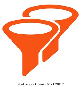 Filters vector icon. Flat orange symbol. Pictogram is isolated on a white background. Designed for web and software interfaces.