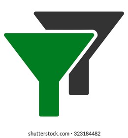 Filters vector icon. Style is bicolor flat symbol, green and gray colors, rounded angles, white background.