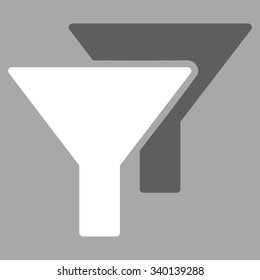Filters vector icon. Style is bicolor flat symbol, dark gray and white colors, rounded angles, silver background.