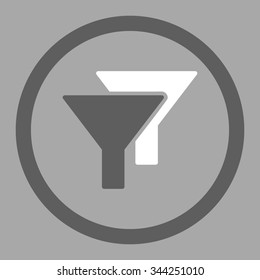 Filters vector icon. Style is bicolor flat rounded symbol, dark gray and white colors, rounded angles, silver background.