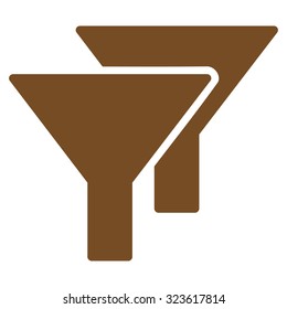 Filters vector icon. Style is flat symbol, brown color, rounded angles, white background.