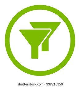 Filters vector icon. Style is flat rounded symbol, eco green color, rounded angles, white background.