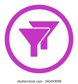 Filters vector icon. Style is flat rounded symbol, violet color, rounded angles, white background.