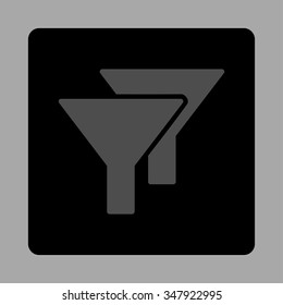 Filters vector icon. Style is flat rounded square button, gray and black colors, silver background.