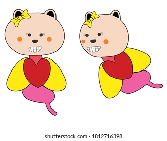 filth-eating spirit or krasue Ghost in thailand concept. Thai Bear ghost, doodle art style