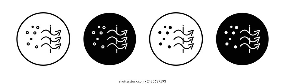 Conjunto de iconos de línea plana de aire filtrado. Vector de ilustración de línea delgada de aire de filtración