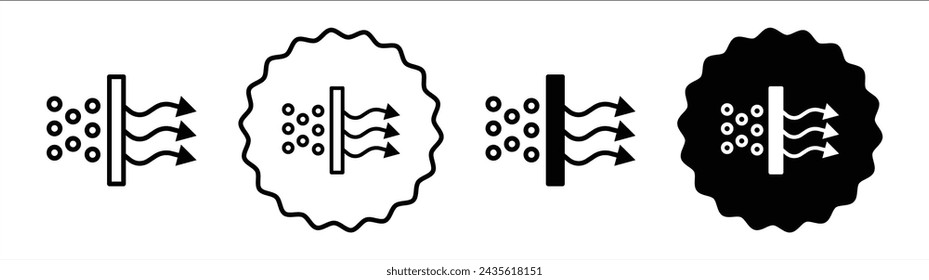 Filtration air set in black and white color. Filtration air simple flat icon vector