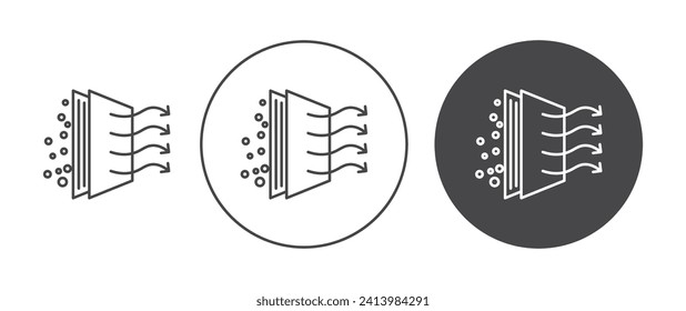 Filtration Air Vector Illustration Set. Airflow purification and cleaner sign suitable for apps and websites UI design style.