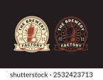 filtration, boiling, distillery brewing machine tank retro badge logo design for beer, crafting, brewer. tube and copper production beer emblem logo collection for brewery factory and industry 