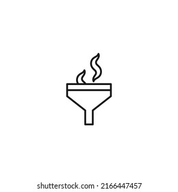 Concepto de filtración. Cartel del vector dibujado con líneas negras. Símbolo moderno de estilo plano adecuado para anuncios, libros, artículos, sitios web, aplicaciones. Icono de línea de neblina o humos dentro del embudo o vorágine 