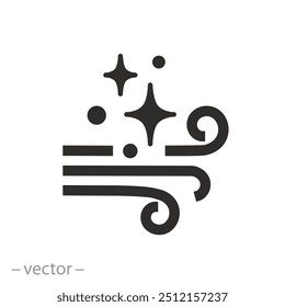 filtração com ícone de condicionamento, ar limpo ou fresco, vento de fluxo, sistema de limpeza de sujeira, ilustração vetor plana