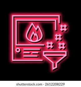 filtration instrument for find image neon light sign vector. filtration instrument for find image sign. isolated symbol illustration