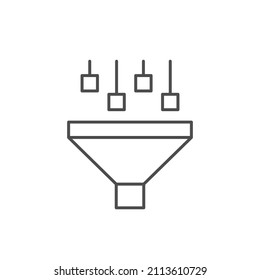 Filtration process line outline icon isolated on white