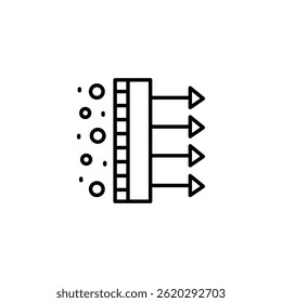 Filtration system icon illustrating separation or purification process