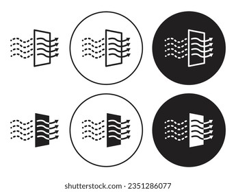 Vektorsymbol-Filtrationssatz. Symbol für Staubpartikelfilter Luftreiniger Reinigungszeichen in schwarzer Farbe.