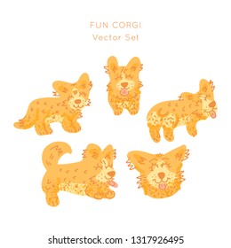 Fin Corgi dog vector. Animals bundle. Modern concept of flat design for kids cards, banners and invitations. Hand drawn vector illustration.