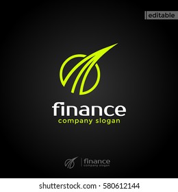 fin finance logo. modern eye catching logo with green color