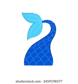 fin mermaid tail cartoon. water scale, shell logo, doodle blue fin mermaid tail sign. isolated symbol vector illustration