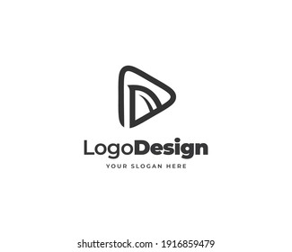 Fin play media logo vector. Modern tech logo design