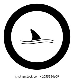 Fin of shark black icon in circle